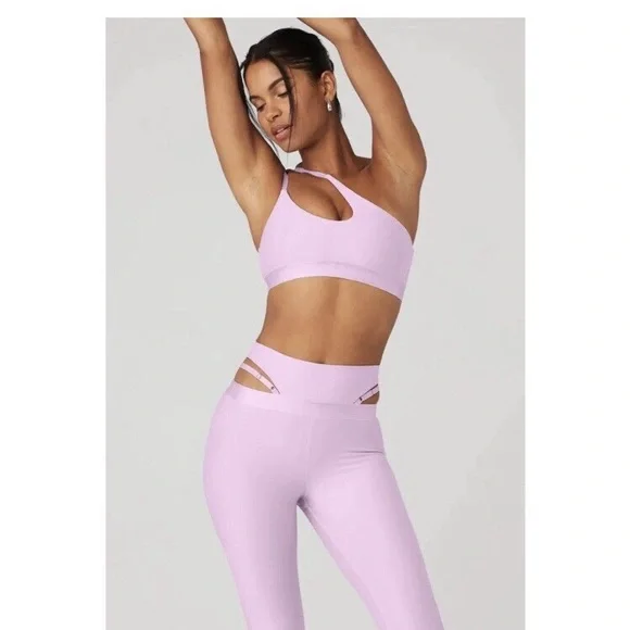 ALO YOGA Airlift All Nighter Sports Bra Sugarplum Pink sz Small One Shoulder - Picture 5 of 5